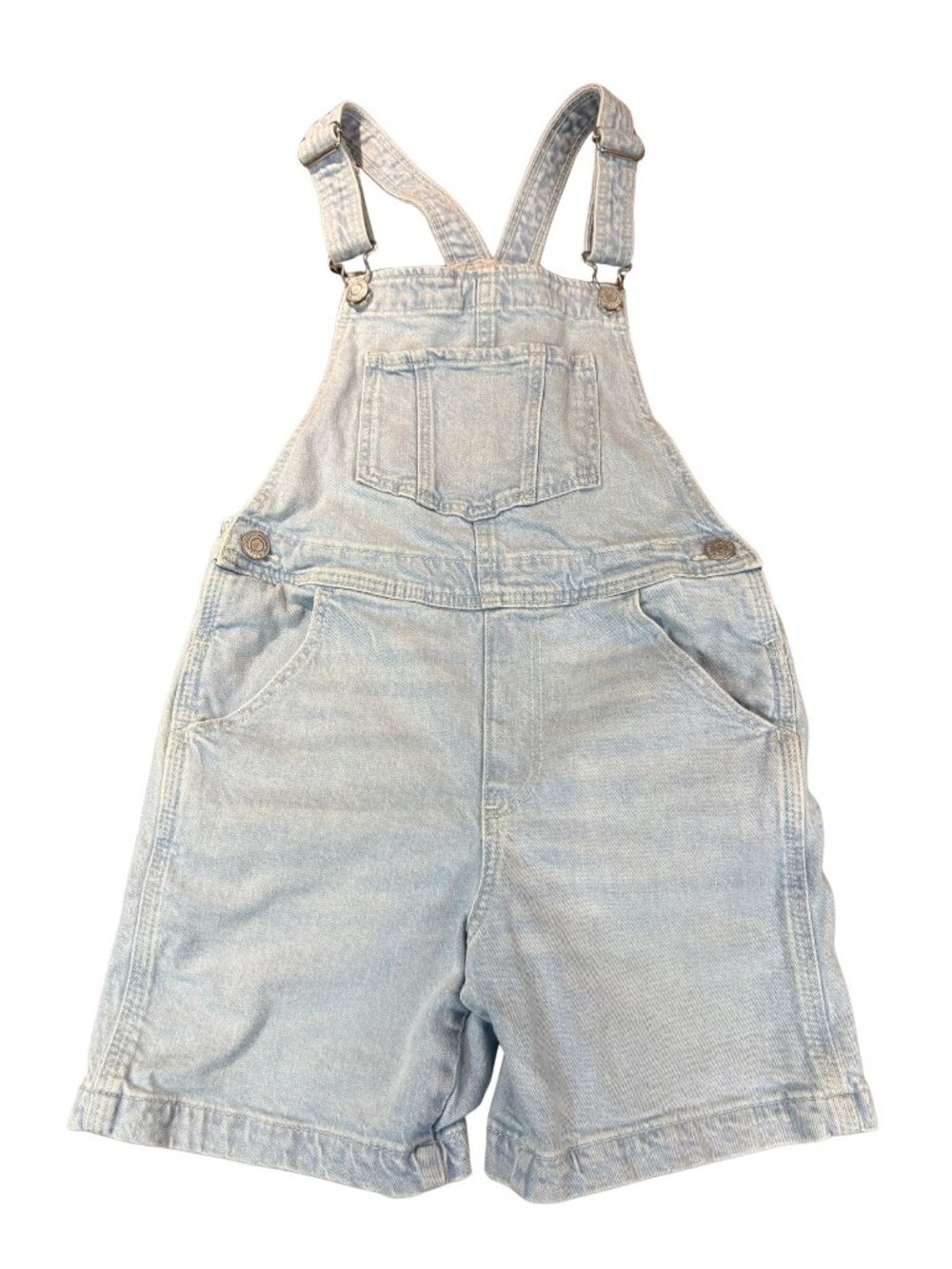 H&M Girls Light Blue Cotton Denim Overall Shorts Size 8-9 (SKU: 189G)
